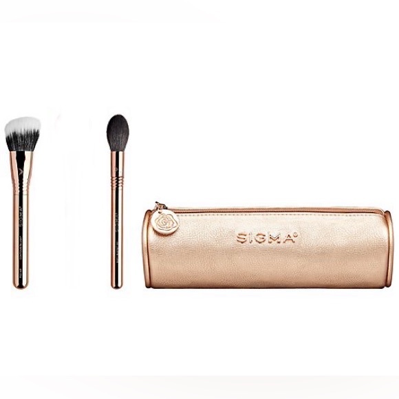 Sigma Beauty Other - Sigma Bloom + Glow Brush Set & Beauty Bag - Rose Gold NWOT